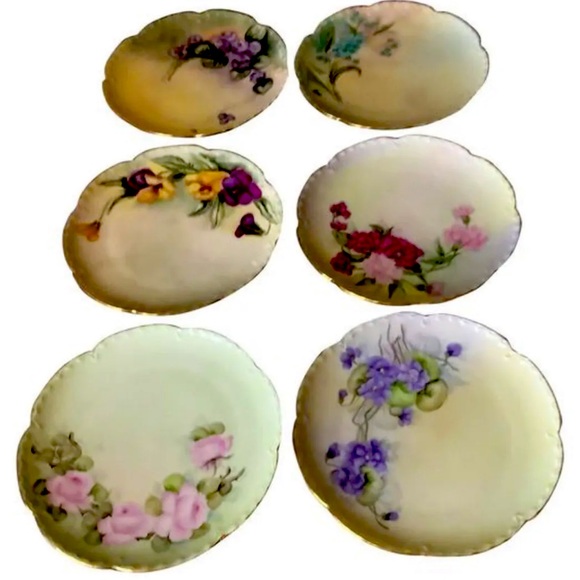 Antique Haviland Limoges Botanical Dessert Plates, Hand Painted Set of Six (6) - Picture 8 of 8